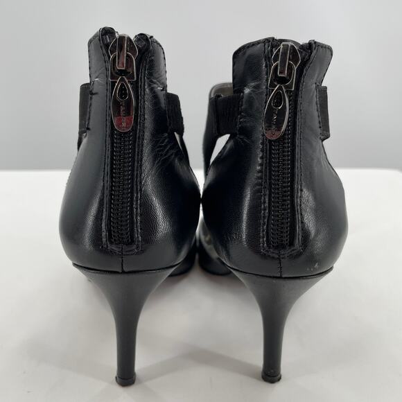 Tahari Corry Black Leather Ankle Strap Zip Back Pointed Toe Classic Heels 7.5 - Picture 5 of 12
